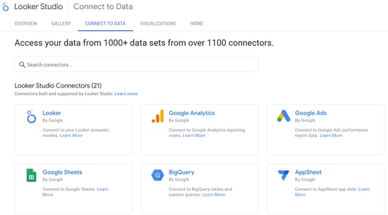 conjuntos de datos y conectores de looker studio