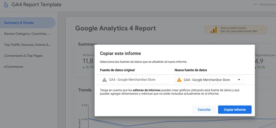 hacer copia de informe looker studio