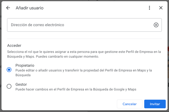 como añadir o quitar propietarios de Google my business