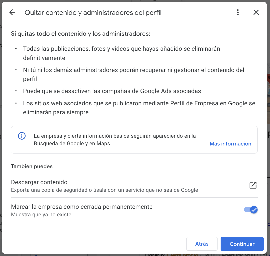 como eliminar un perfil de google my business