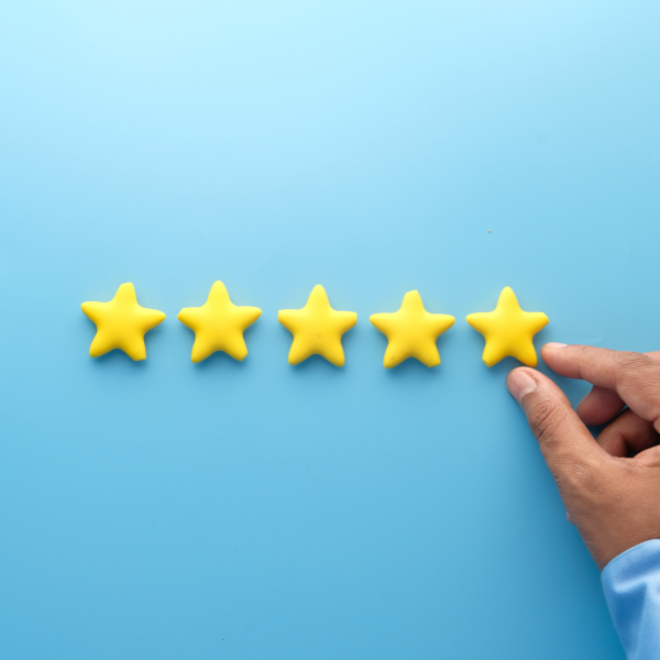 5 estrellas representando las 5 estrellas de reseñas en google